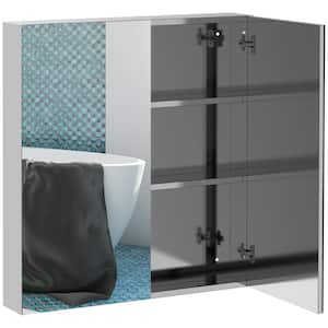 Stainless Steel 4.75 in. W x 23.625 in. D x 26 in. H Bathroom Storage Wall Cabinet in White