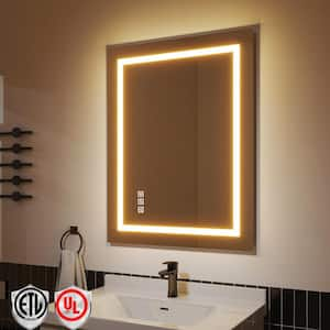 28 in. W x 36 in. H Frameless Rectangular Anti-Fog LED Wall Bathroom Dimmable Bright Mirror