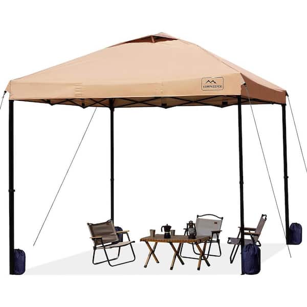 Unbranded 10 ft. x 10 ft. Khaki Pop Up Canopy Tent, Waterproof Portable Outdoor Shade W/Adjustable Leg/Air Vent/Carry Bag/Sandbag