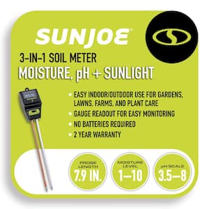 3-In-1 Soil Meter with Moisture, PH and Light Meter for Indoor/Outdoor Gardens