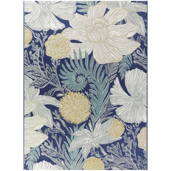 BALTA Tirel Blue 7 ft. 10 in. x 10 ft. Floral Indoor/Outdoor Area