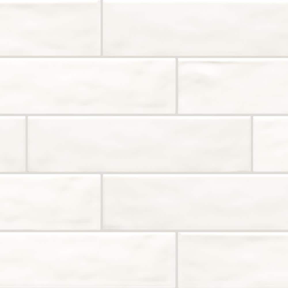 LuxeCraft 3 in. x 12 in. White Glazed Ceramic Subway Wall Tile Sample