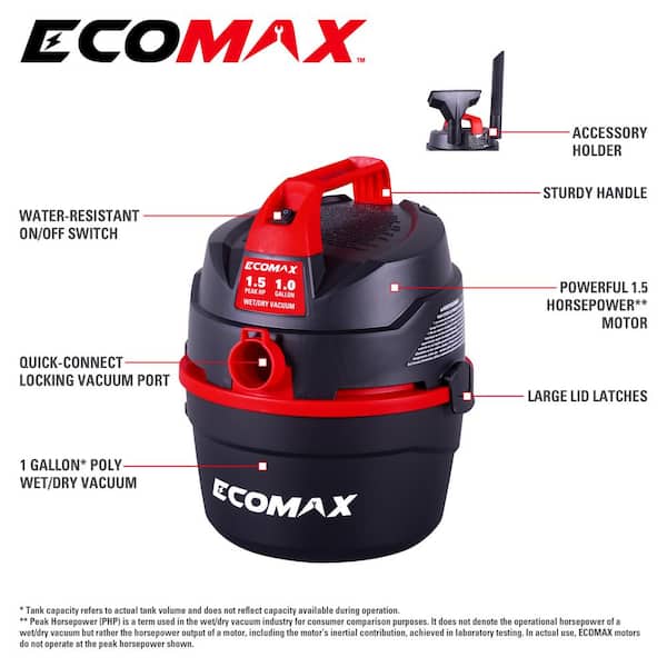 ECOMAX HP Portable Poly Wet/Dry Vac EM18101P-1H The
