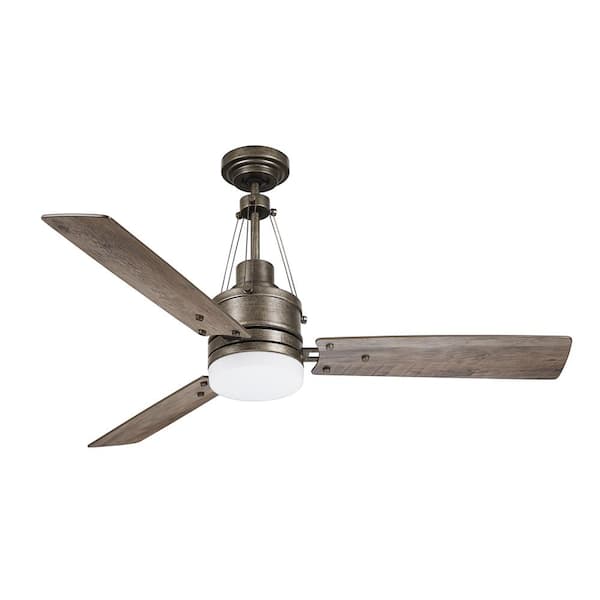 Kathy Ireland Highpointe Led 54 In Integrated Indoor Vintage Steel Ceiling Fan With Light Kit And Remote Control Cf205lcvs The Home Depot - Antique Silver Ceiling Fan With Light