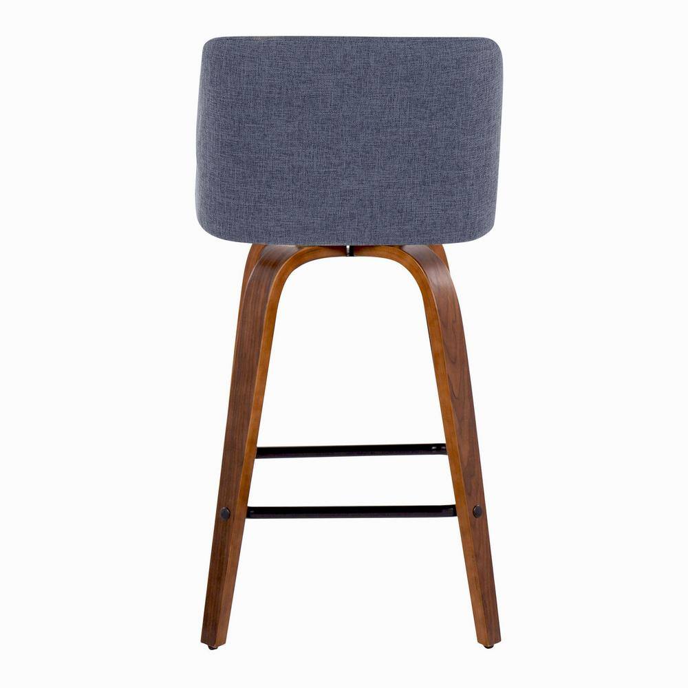 Toriano Mid-Century Modern Blue Wood & Metal Counter Stool - Set of 2