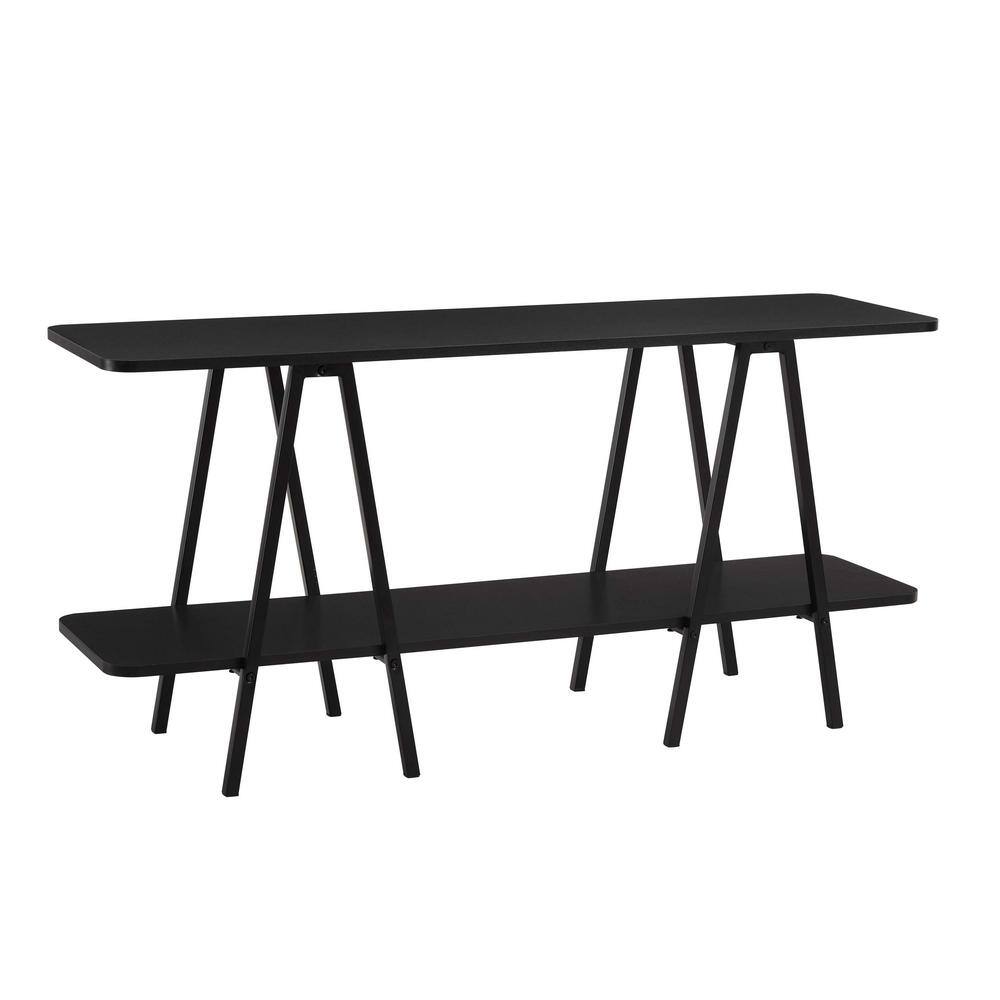 Celine Black Modern Console Table with Two Shelves