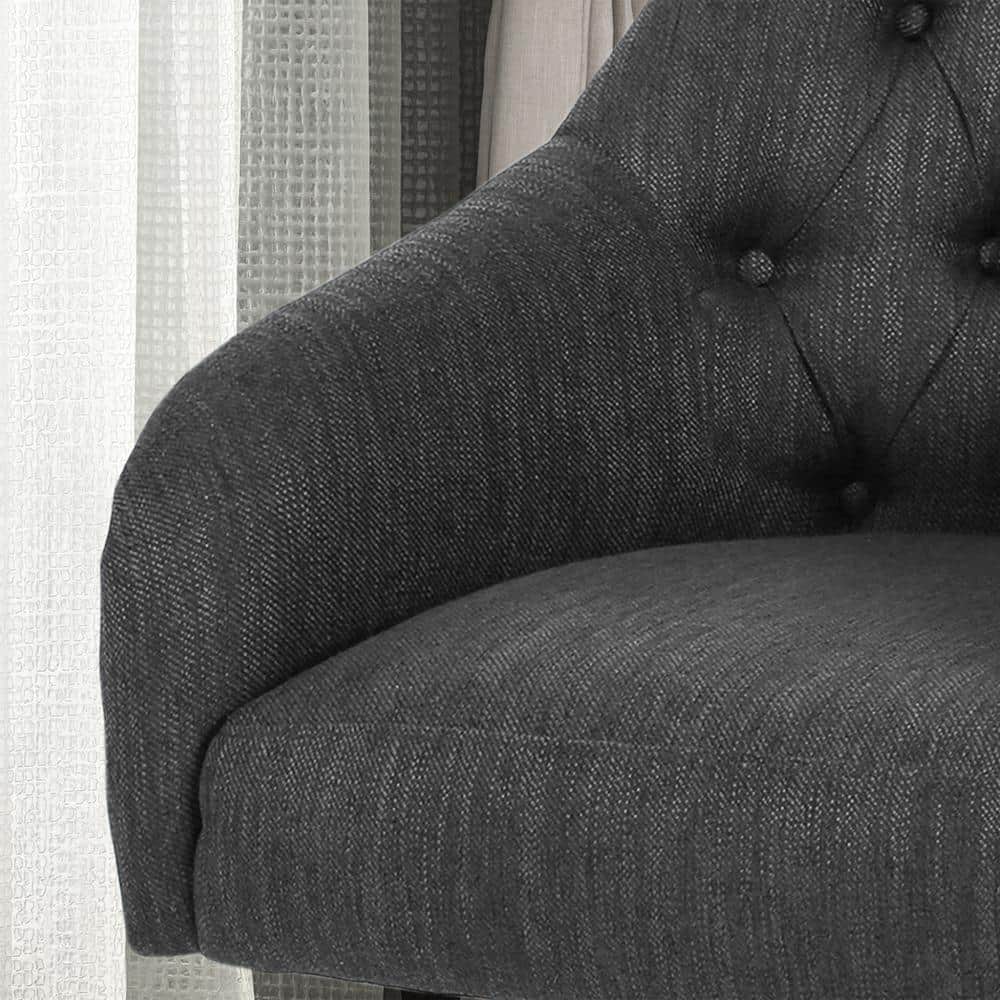 Charcoal Fabric Tufted Swivel Office Chair with Silver Chrome Base