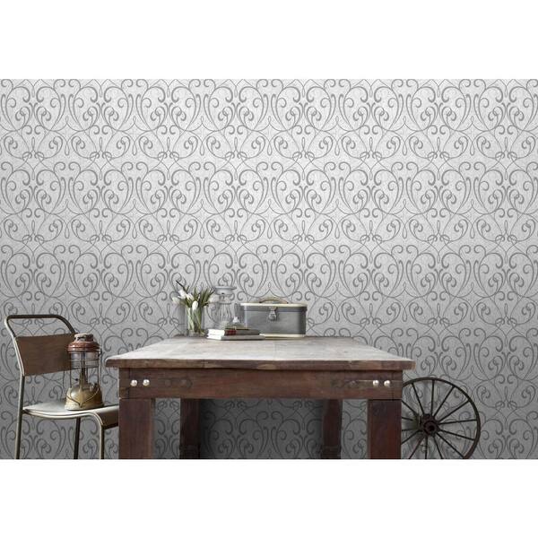 Graham & Brown Kyoto Cork Damask Light Gray / Silver Wallpaper 103039 - The Home Depot Graham & Brown Kyoto Cork Damask Light Gray / Silver Wallpaper 103039 - The Home Depot