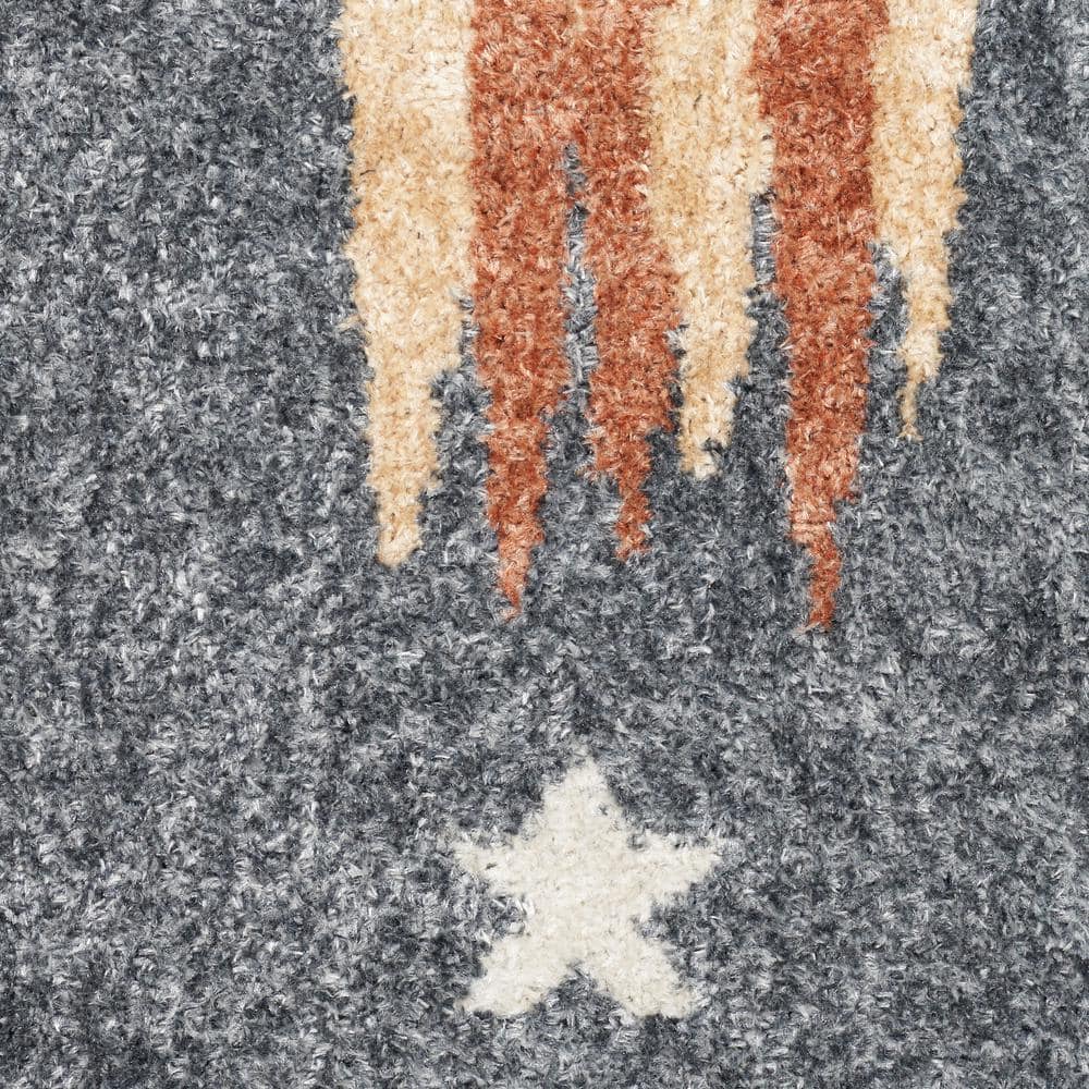 Sky Blue Rectangular Kids Rug with Rocket Design, 2'2" x 4'