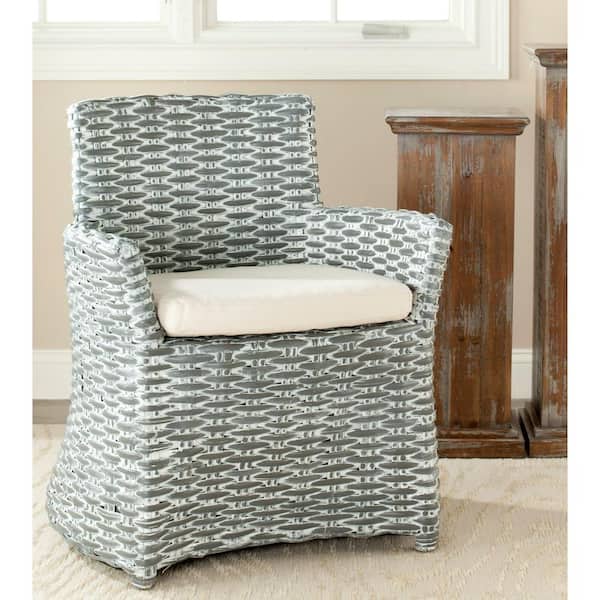 Cabana Gray/Off-White Rattan Arm Chair
