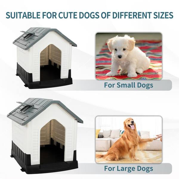 Patio Premier Medium Plastic Dog House Grey and White 743002