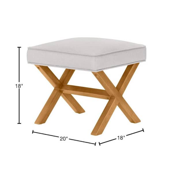 Eleanor Ottoman & Accent Stool in Solid Biscuit Beige Upholstery (20" W)