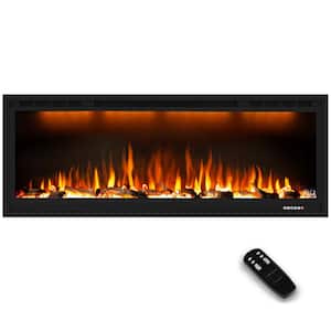 60 in. Electric Fireplace Insert, Large Blower Outlet with Overheating Protection, Low Noise, Black