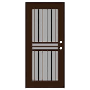 Plain Bar 30 in. x 80 in. Right-Hand/Outswing Copper Aluminum Security Door with Charcoal Insect Screen