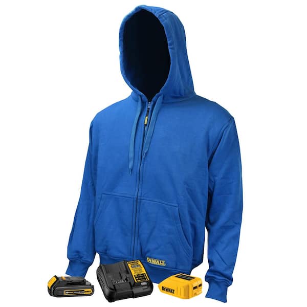 DEWALT Unisex 2X-Large Blue 20-Volt/12-Volt MAX Heated Hoodie Kit with 20-Volt Lithium-Ion MAX Battery and Charger