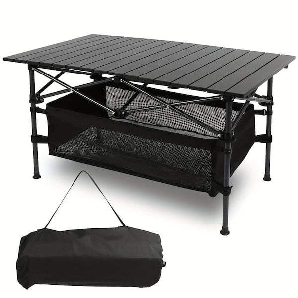 21.57 in. Black Rectangle Aluminum Picnic Tables Seating Capacity