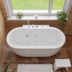 72 in. Acrylic Flatbottom Whirlpool Bathtub in White