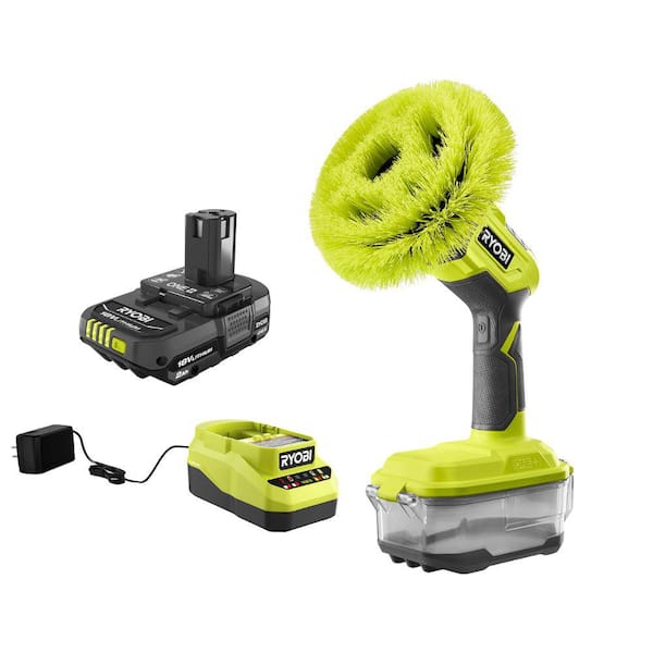 RYOBI ONE+ 18V Cordless VORTEX Power Scrubber Kit with 2.0 Ah Battery and Charger