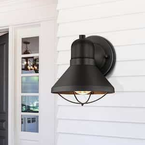 Richland 1-Light Powder-Coated Black Outdoor Wall Lantern Sconce (Set of 2)