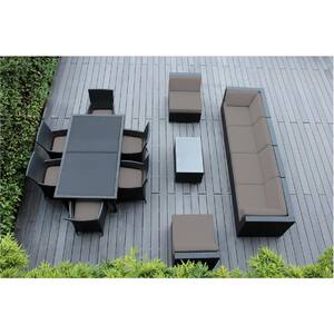 Ohana Depot Black 14-Piece Wicker Patio Combo Conversation Set With ...