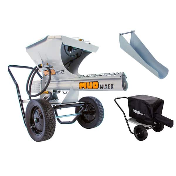 Continuous Feed Portable Electric Concrete, Cement and Mortar Mixer with Chute Extension and All-Weather Cover