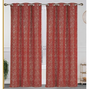 Crystal Brick Textured Polyester Thermal 76 in. W x 84 in. L Grommet Blackout Curtain Panel (2-Set)