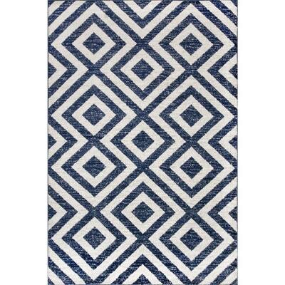 Zadie Geometric Blue 3 ft. x 5 ft. Area Rug