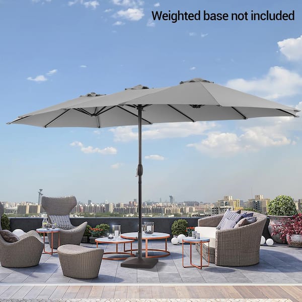 JOYESERY 15 ft. x 9 ft. Outdoor Double-Sided Market Patio Umbrella with UPF50+ in Gray