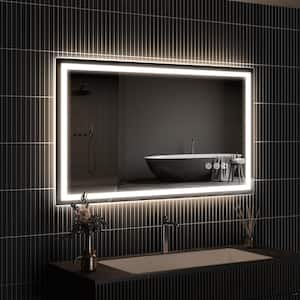 42 in. W x 30 in. H Large Rectangular Frameless LED Light with 3-Color and Anti-Fog Wall Mounted Bathroom Vanity Mirror