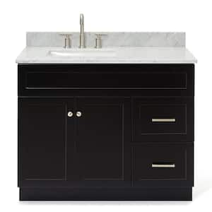 Hamlet 43 in. W x 22 in. D x 35.25 in. H Bath Vanity in Black with Carrara Marble Vanity Top