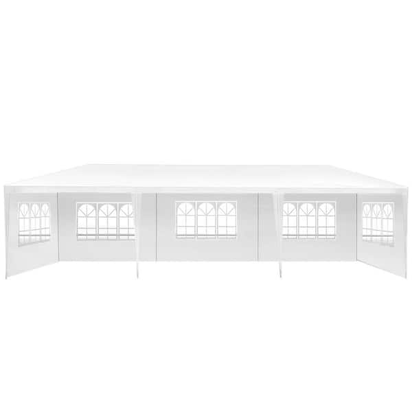 10 ft. x 30 ft. White Wedding Party Canopy Tent Outdoor Gazebo with 8 Removable Sidewalls for Outdoor, Garden
