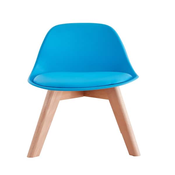 Tidoin 1-Box Blue Plastic Seat Kids Chair with Wood Leg (Set of 2)