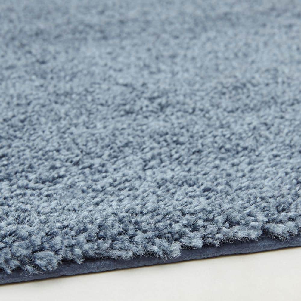 Slate Blue Plush Tufted Nylon Bath Rug Set