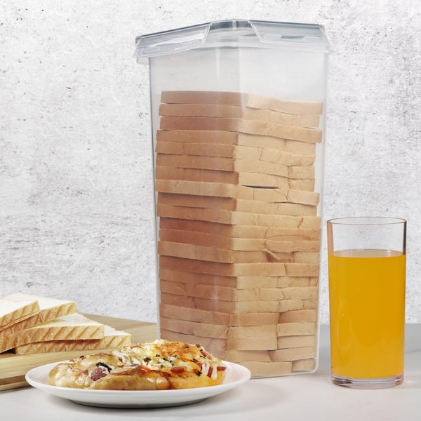 2-Pack Plastic Bread Box for Kitchen Counter, Bread Keeper with Airtight Lid, Tall Bread Saver, Sandwich Bread Holder