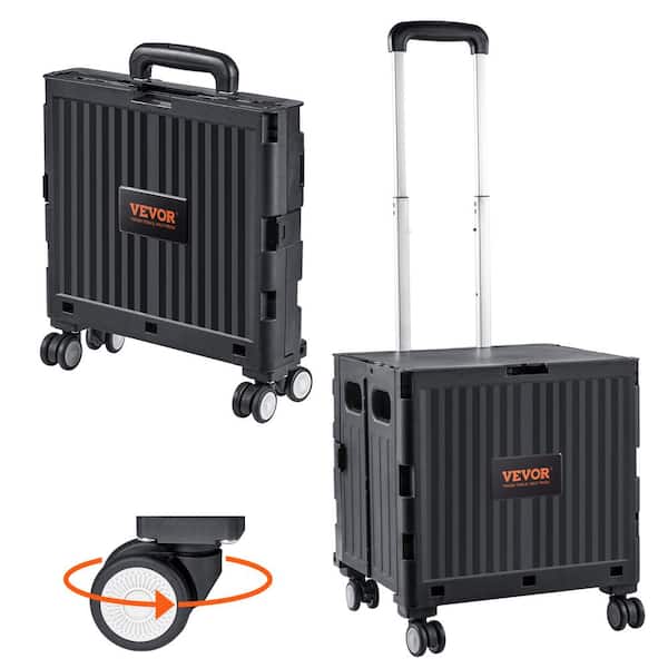 VEVOR Foldable Utility Cart 110 lbs. Load Capacity Folding Portable Rolling Crate Hand Cart for Travel, Shopping, Moving