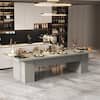 FUFU&GAGA Wooden Gray Wood Grain 118 in. Width Rectangle Double Pedestal Double-based Dining Table for 10 KF210253-034