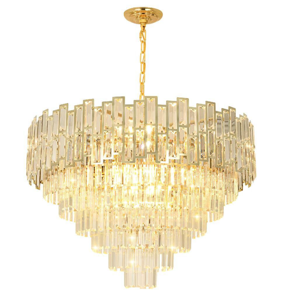 Modern Crystal Chandelier 29.5 in. 15-Light Gold Chandelier for Dinning Room, Living Room, Foyer, Bedroom price history on PriceWatchPro