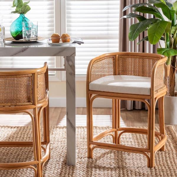 Aria Light Honey Rattan Counter Stool