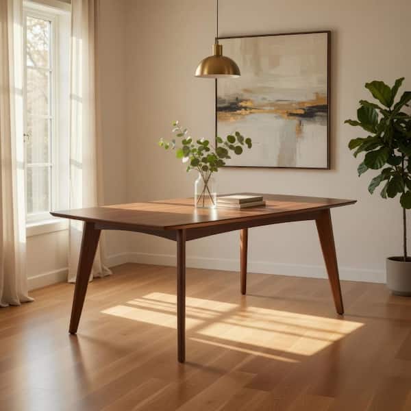 Benjara Modern Style Brown Wood 40 in. 4-Legs Dining Table Seating for ...