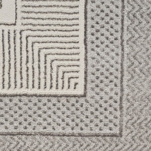 2 ft. x 8 ft. Ivory Geometric Washable Area Rug