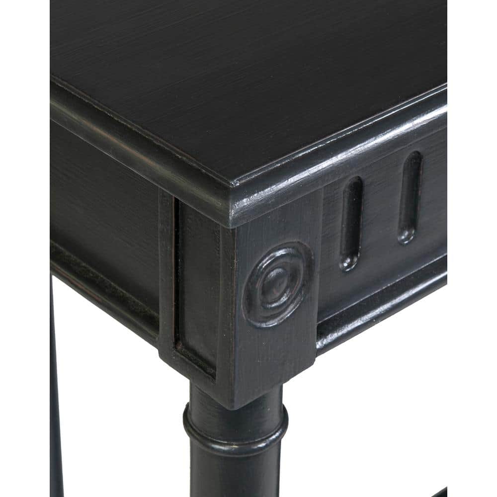 Marisol Black Solid Wood Console Table with Storage