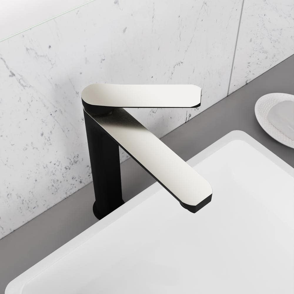 Matte Black and Brushed Nickel Single Handle Bathroom Faucet