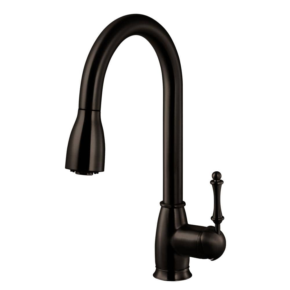 Houzer Camden Single Handle Pull Down Sprayer Kitchen Faucet With Ceradox Technology In Oil