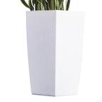 30 in. H White Rattan Self Watering Indoor Outdoor Square Planter Pot, Tall Decorative Gardening Pot, Home Decor