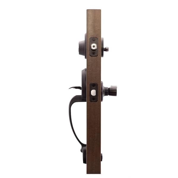 Mid Century Modern Tuscan Bronze Door Handleset with Left Hand Scandinavian Lever Trim