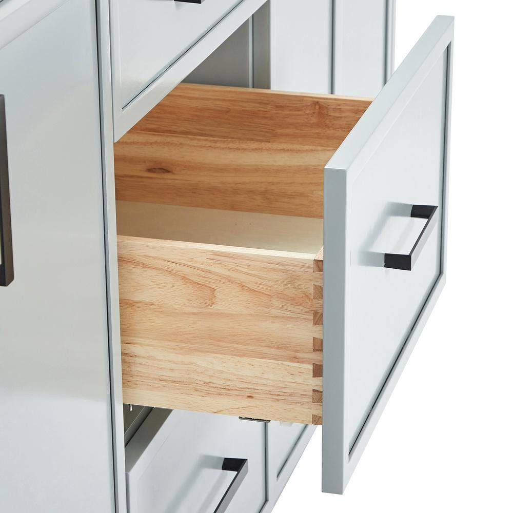 Gray Double Sink Bathroom Vanity with Quartz Top