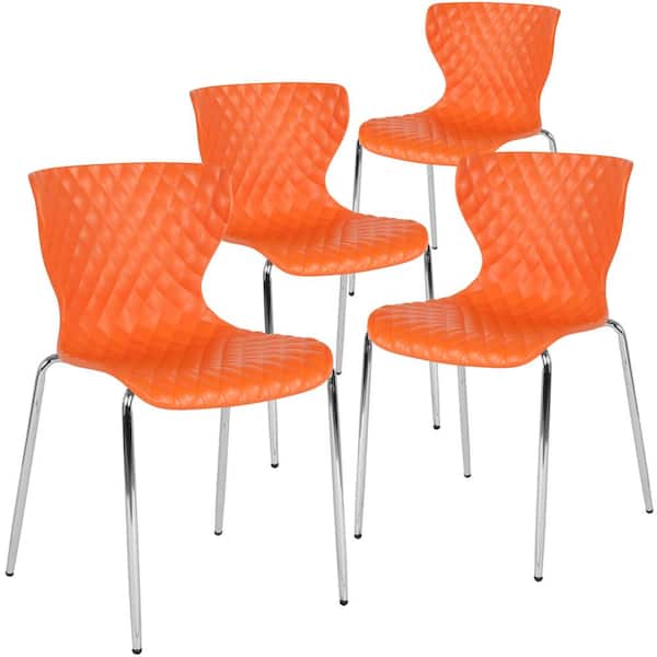 Carnegy Avenue Plastic Stackable Chair in Orange (Set of 4)