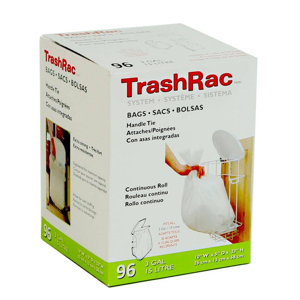Trashrac 3 Gal. Trash Bags (96-Count) (4 Rolls of 24 Bag) 87096 - The Home  Depot