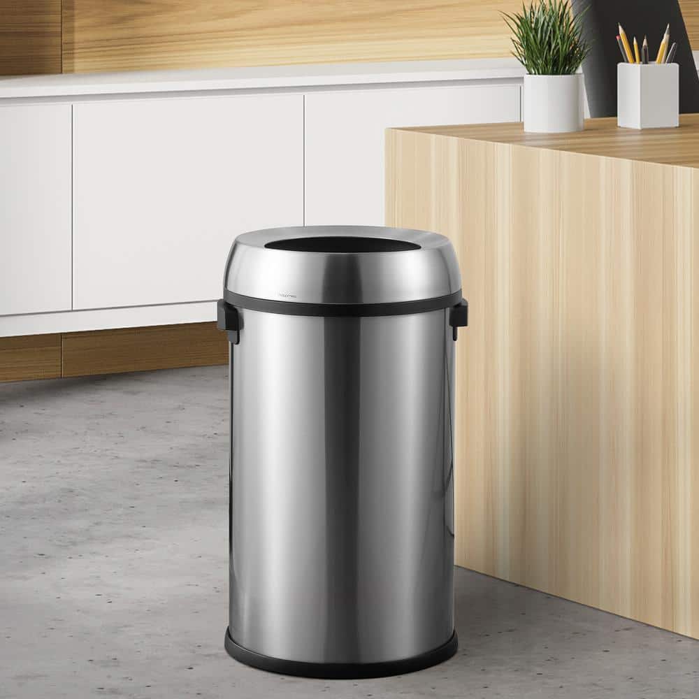17.2-Gallon Stainless Steel Open-Top Trash Can