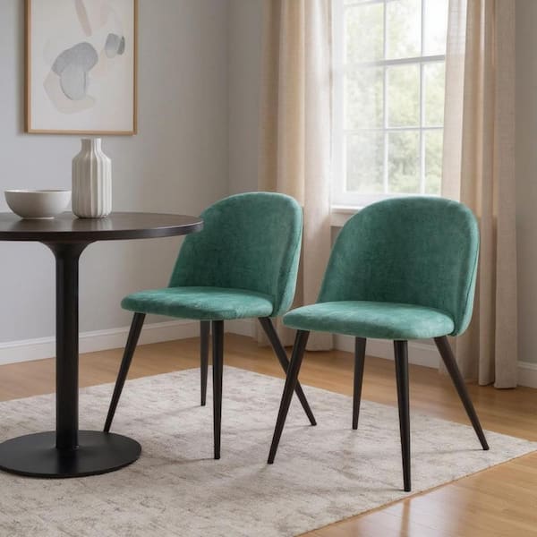 HomeRoots Green, Black Metal Side Chair (Set of 2) 2000568013